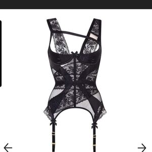 Agent Provocateur Foxi Corset Basque Garter Playsuit Black Lace - 34D